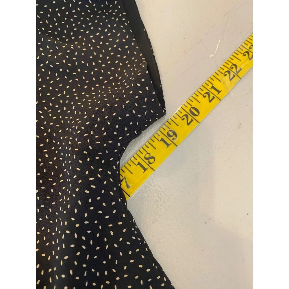 Dana Buchman Midi Dress Black White Dots Short Sleeve Collared Buttons up Silk - Picture 6 of 10